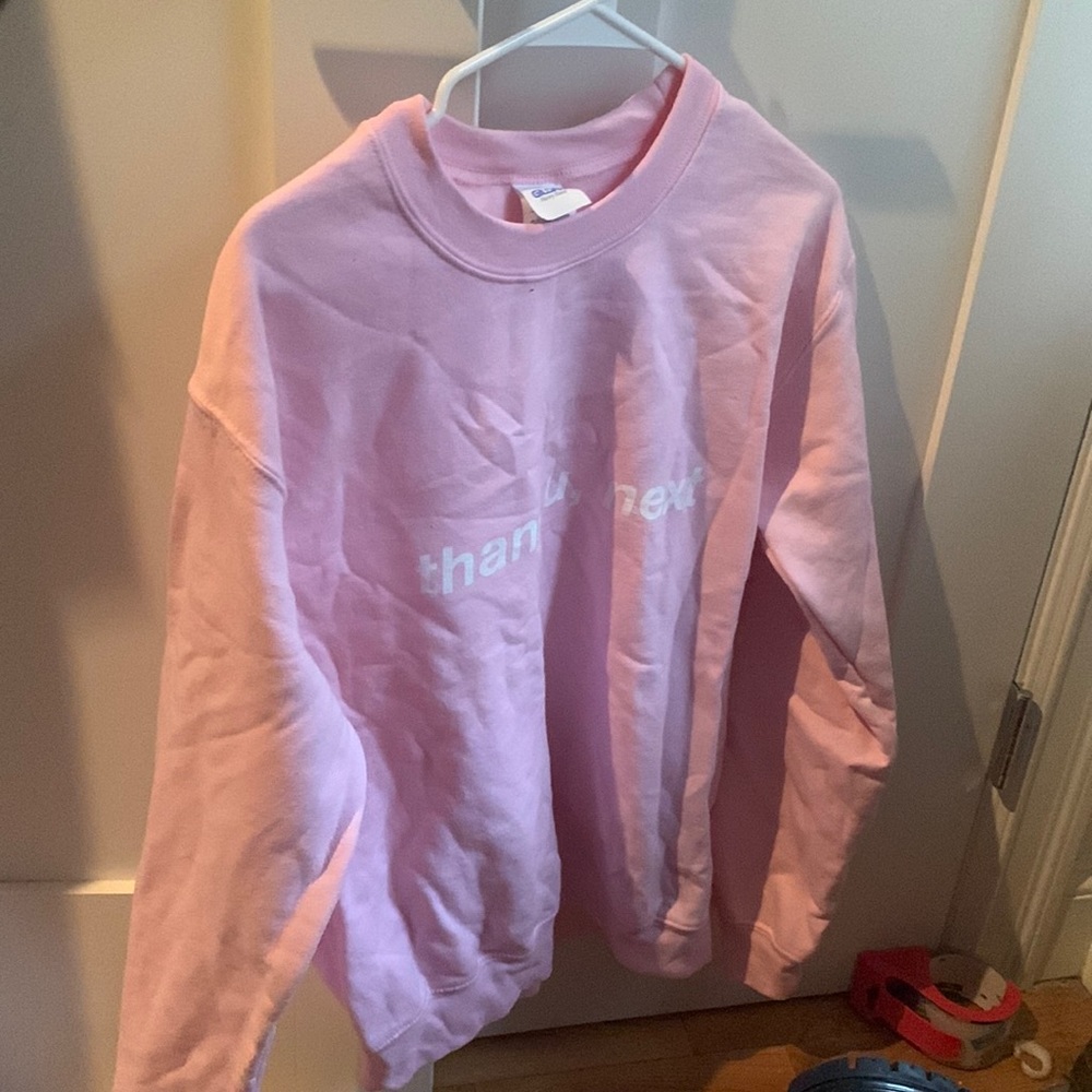 Small Pink Thank You Next sweater from Etsy